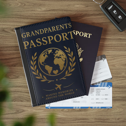 Grandparents Passport Cover — 'Grandparents Passport: Making Memories Around the World' Travel Wallet