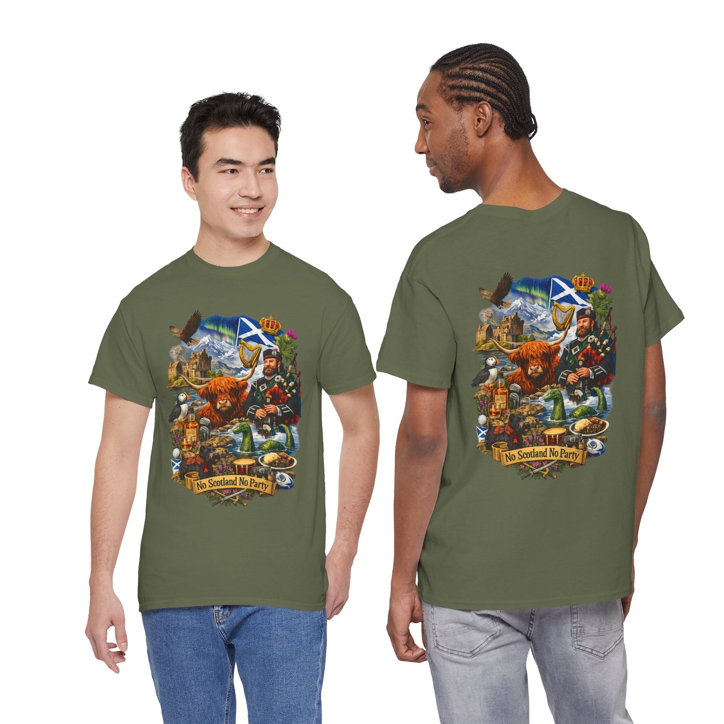 Scotland Collage T-Shirt — "No Scotland No Party" Scottish Heritage Tee