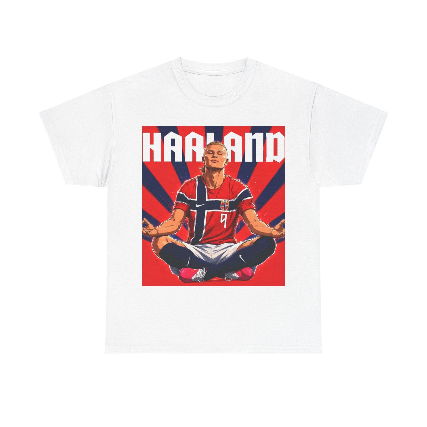 Erling Haaland Norway Soccer Tee — Retro Striped Athletic Graphic T-Shirt