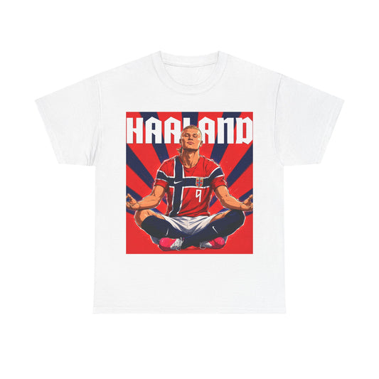 Erling Haaland Norway Soccer Tee — Retro Striped Athletic Graphic T-Shirt