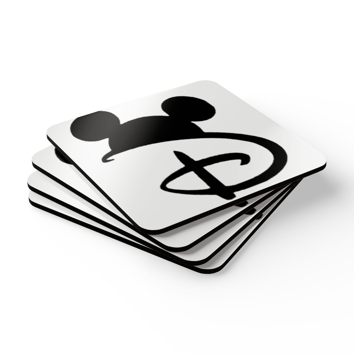 Mickey Silhouette Cork Coaster Set — Disney-Inspired Drink Coasters (4-Pack)