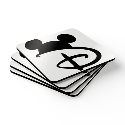 Mickey Silhouette Cork Coaster Set — Disney-Inspired Drink Coasters (4-Pack)