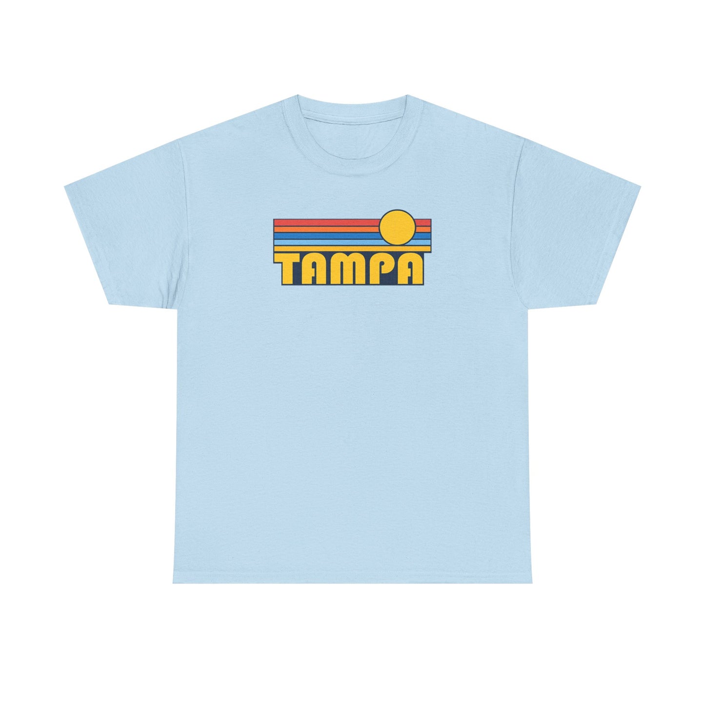 Tampa Retro Sunset T-Shirt — Vintage 70s Striped Beach Tee