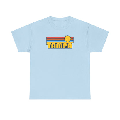 Tampa Retro Sunset T-Shirt — Vintage 70s Striped Beach Tee