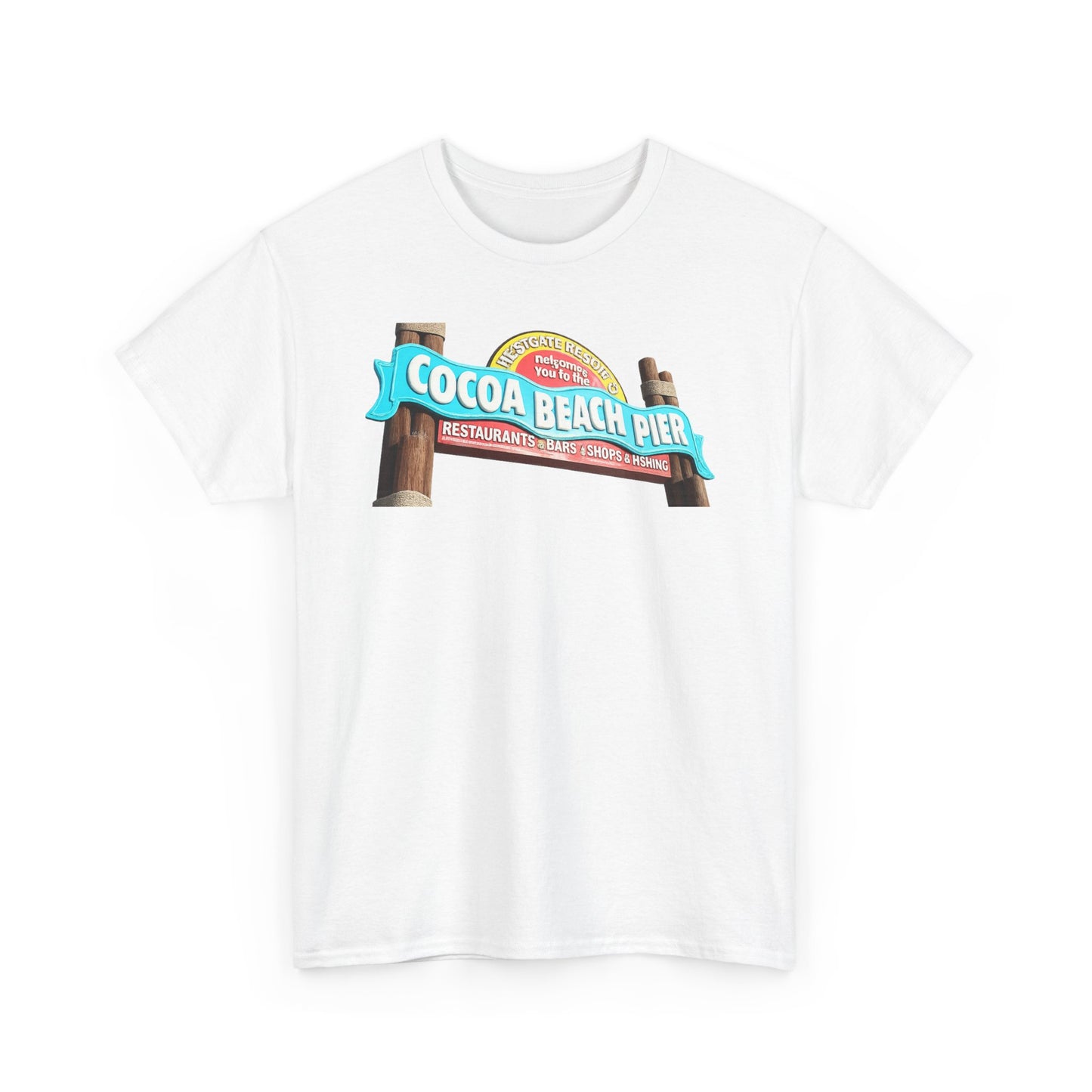 Cocoa Beach Pier T‑Shirt — Retro Beach Sign Vacation Tee