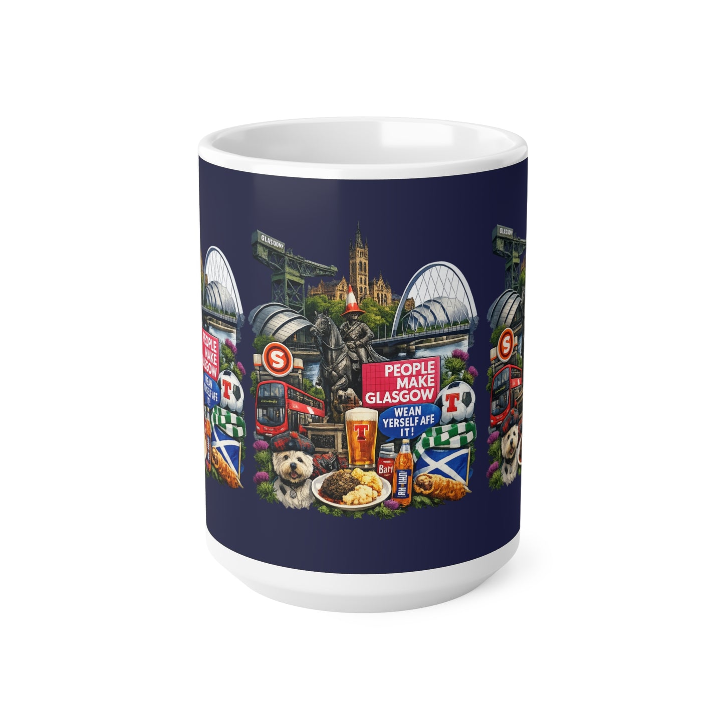 Glasgow Landmarks Ceramic Mug — People Make Glasgow Collage, 11oz & 15oz