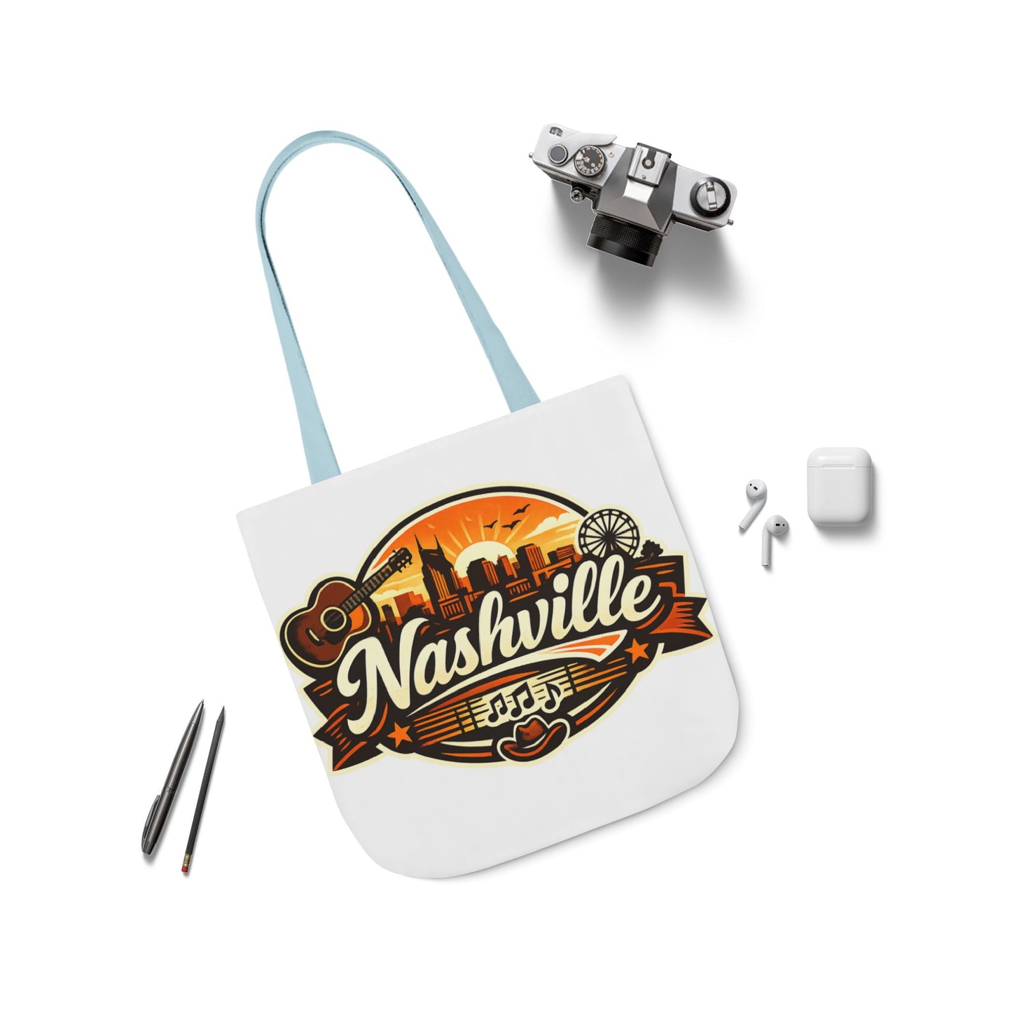 Nashville Sunset Tote Bag — Country Music Skyline Canvas Tote