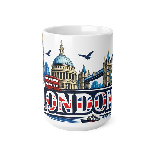 London Skyline Ceramic Mug — Union Jack 'London' Coffee Cup (11oz & 15oz)