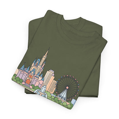 Orlando Skyline T-Shirt — Cute Cityscape Graphic Tee with 'Orlando' Text