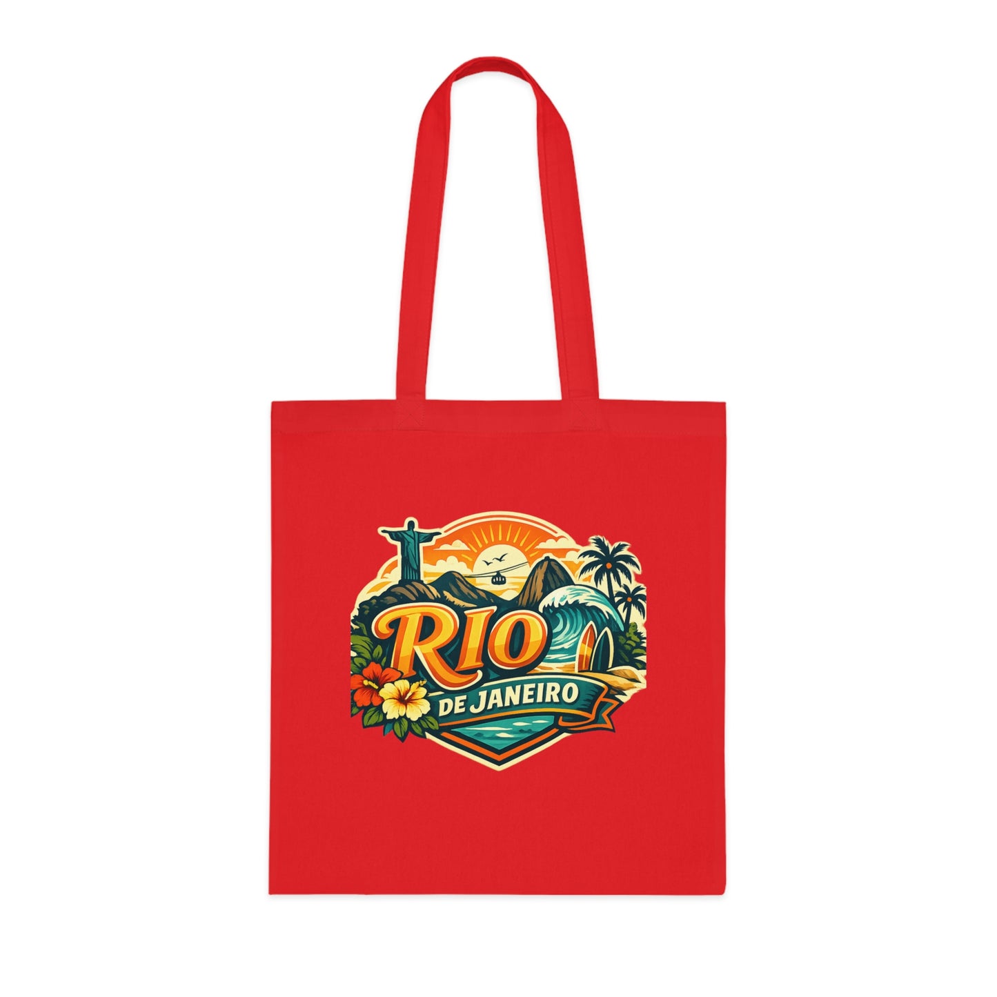 Rio de Janeiro / West Palm Beach Beach Tote — Retro Tropical Cotton Tote Bag
