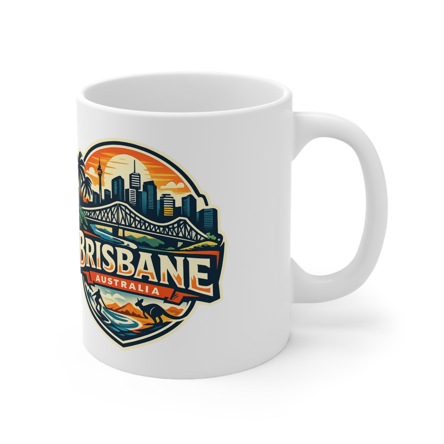 Brisbane Skyline Ceramic Mug — Australia City Souvenir Coffee Cup (11oz & 15oz)