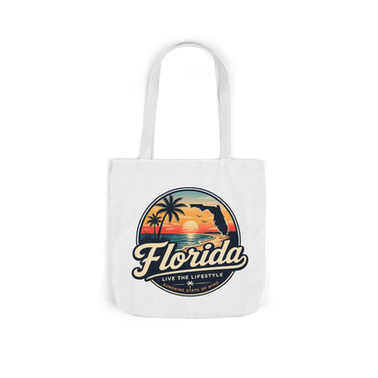 Florida Sunset Canvas Tote Bag — Retro Palm Beach Design