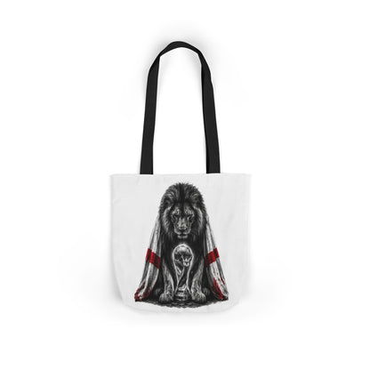 England Lion Guardian Canvas Tote — Protective Lion & Cub Illustration Tote Bag