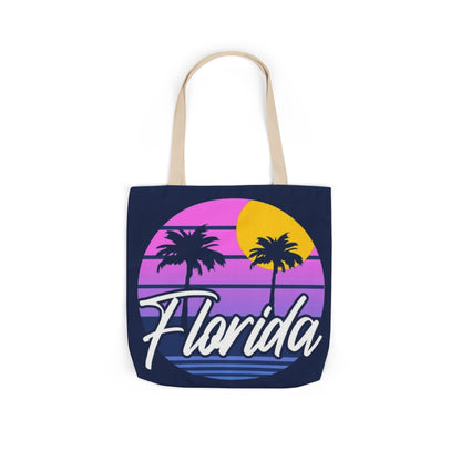 Florida Sunset Palm Tote Bag — Retro Beach Canvas Tote