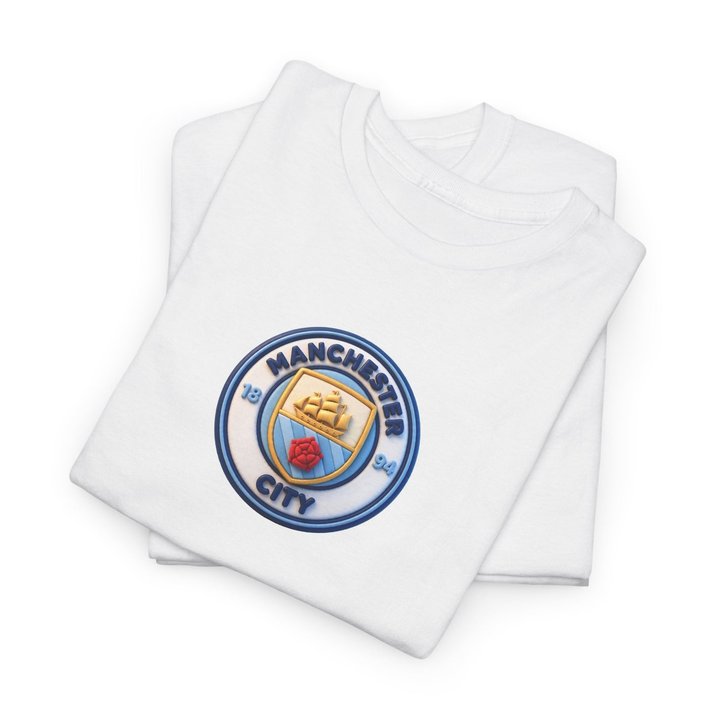 Manchester City Crest Unofficial 3D T-Shirt — Minimal Soccer Logo Tee