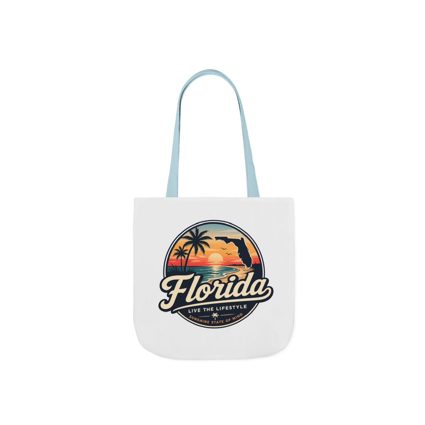 Florida Sunset Canvas Tote Bag — Retro Palm Beach Design