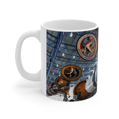 Space Shuttle Exhibit Ceramic Mug — NASA Apollo Patch Gallery Coffee Cup (11oz & 15oz)
