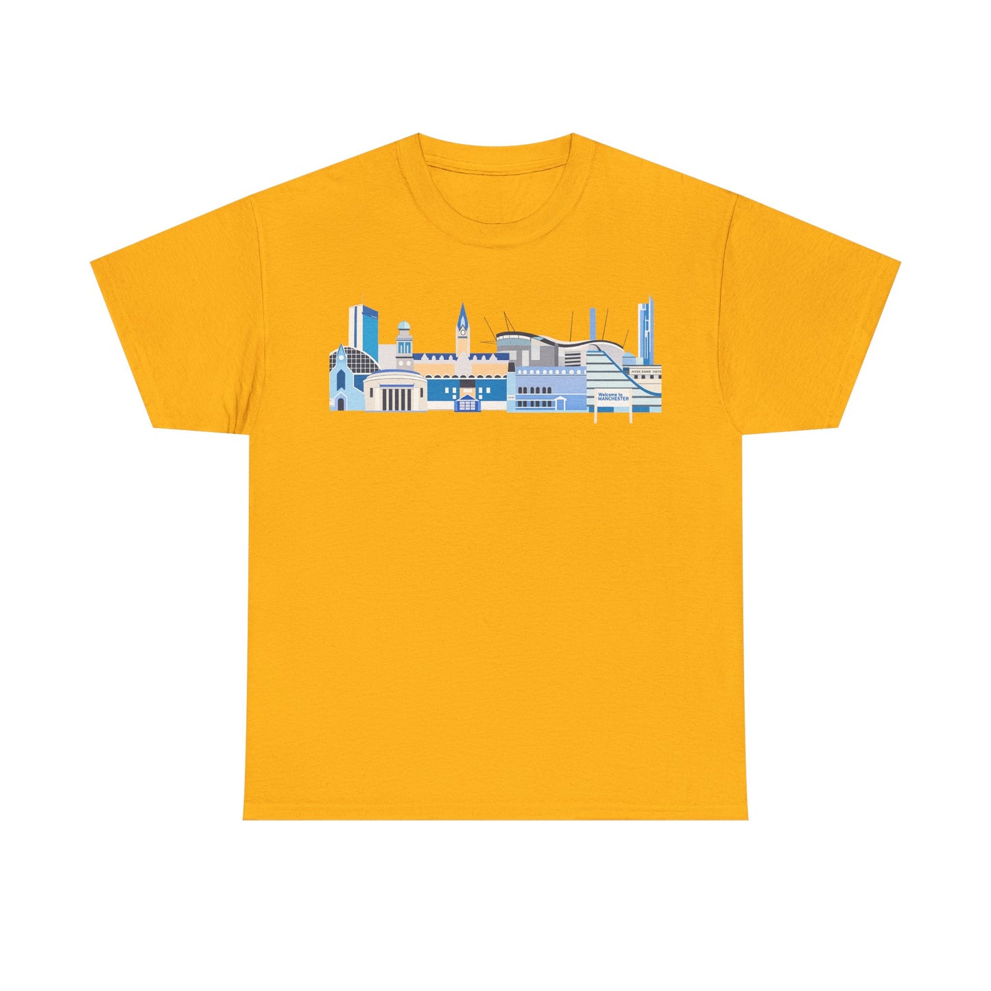 Manchester City Skyline Tee — Minimal Blue Urban Landscape T‑Shirt