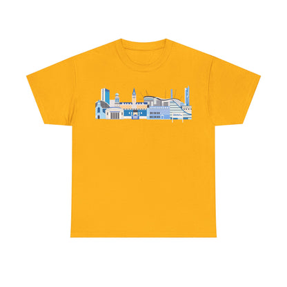 Manchester City Skyline Tee — Minimal Blue Urban Landscape T‑Shirt