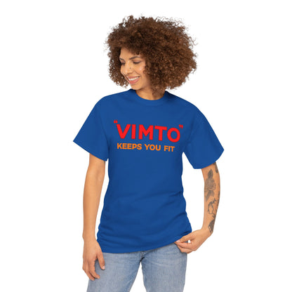VIMTO "Keeps You Fit" Graphic Tee — Retro Beverage Logo T-Shirt