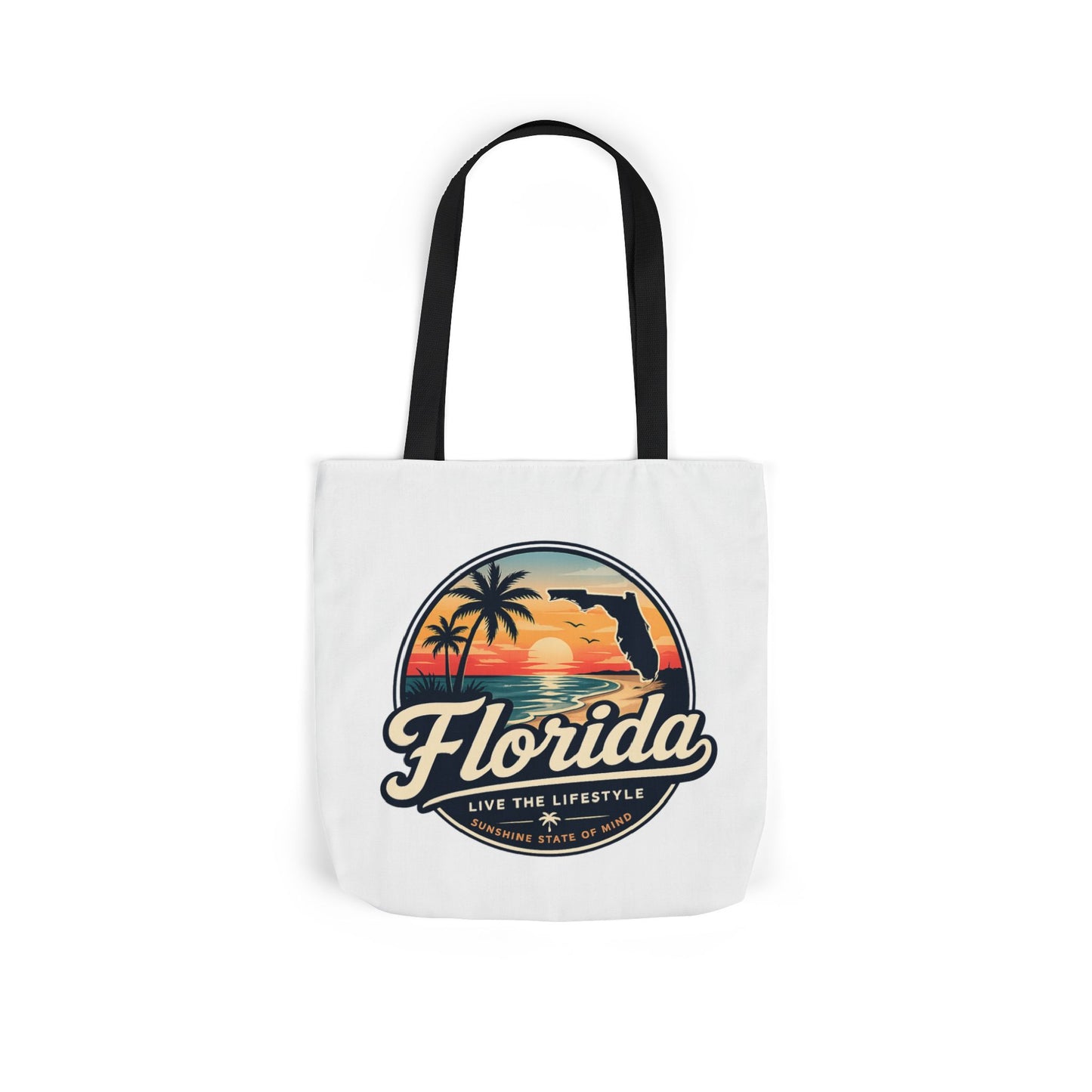 Florida Sunset Canvas Tote Bag — Retro Palm Beach Design