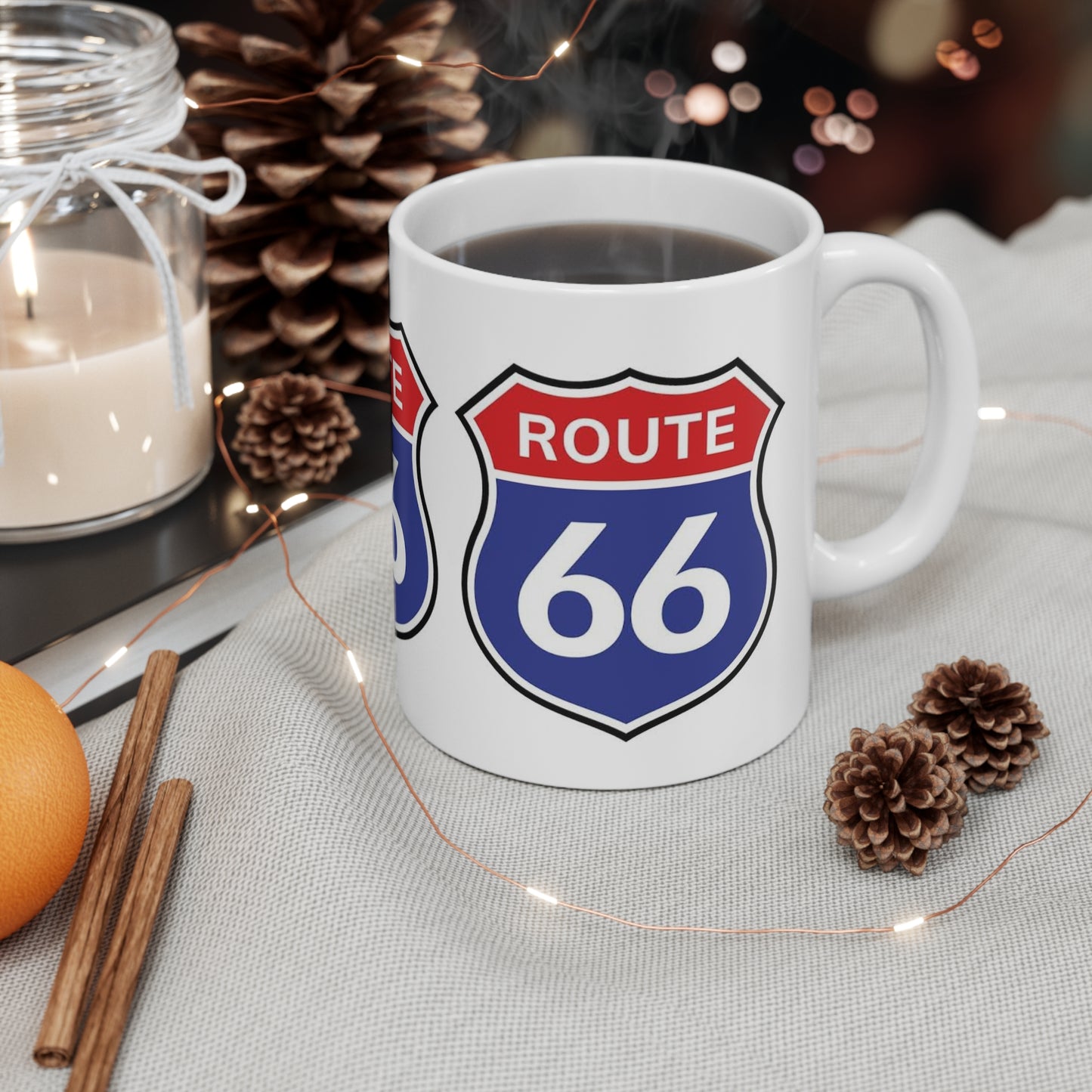 Route 66 Ceramic Coffee Mug — Retro Road Trip 11oz & 15oz