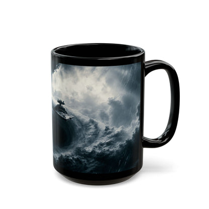 Empire Star Destroyer Stormy Starship Black Mug — Sci‑Fi Space Battle Coffee Cup (11oz, 15oz)