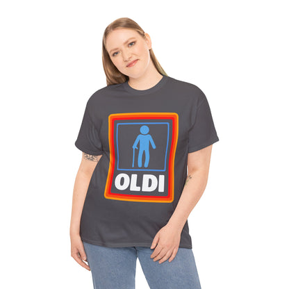 Oldi Retro Logo Tee — Funny Elderly Humour T-Shirt