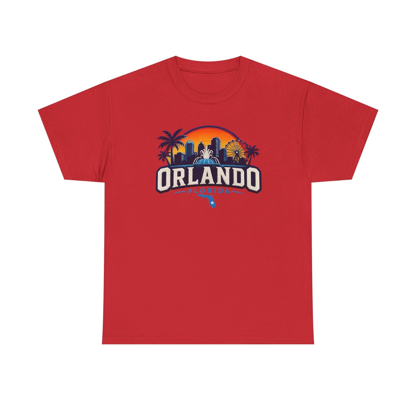 Orlando Florida Sunset T-Shirt — Retro Skyline & Palm Tree Vacation Tee
