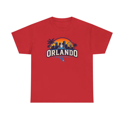 Orlando Florida Sunset T-Shirt — Retro Skyline & Palm Tree Vacation Tee