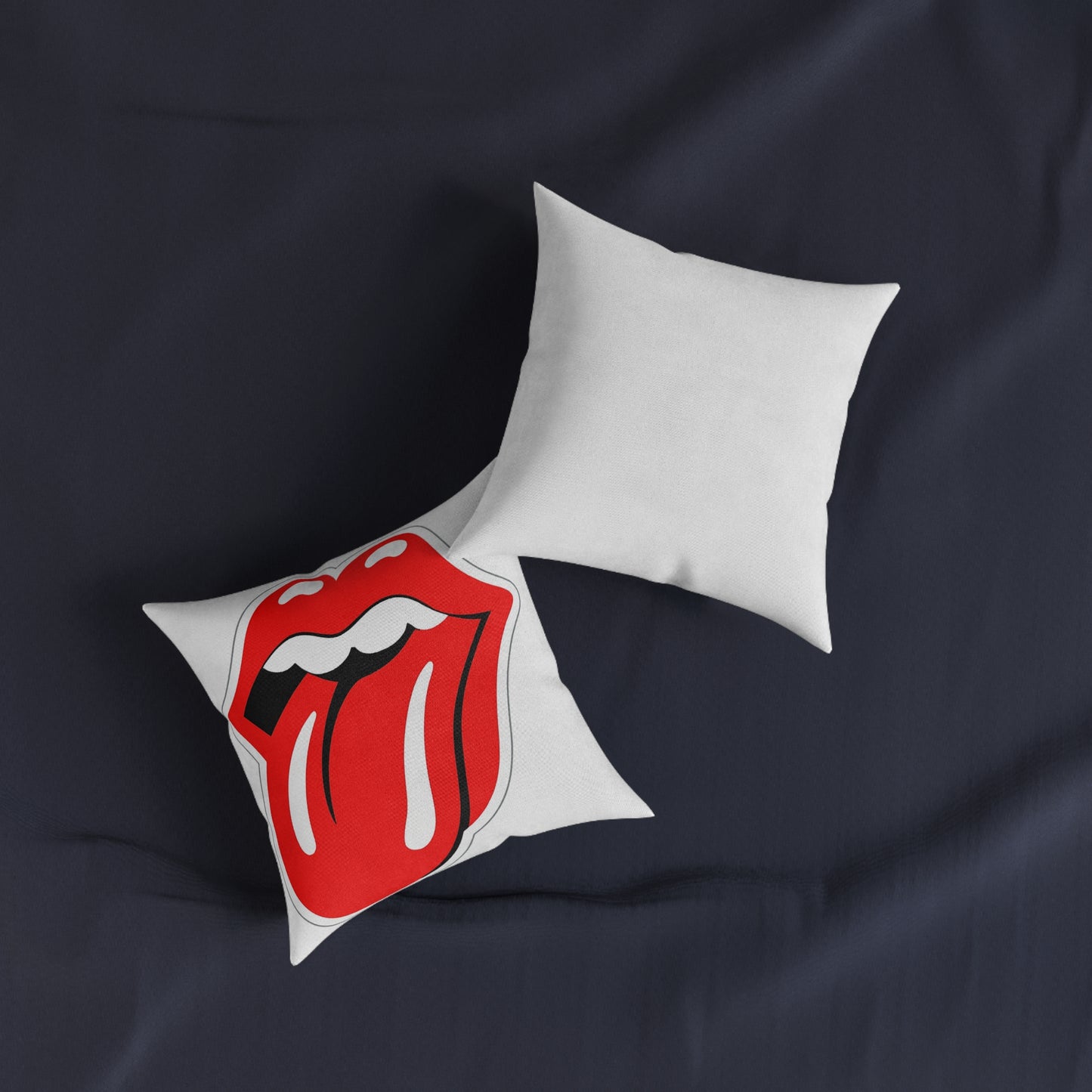 Rock Band Tongue Square Pillow – Retro Music Logo Throw Cushion