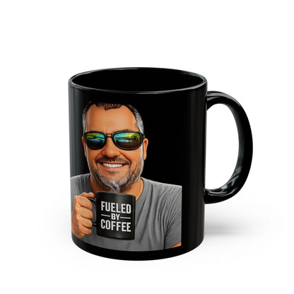 Fueled by Coffee Mug — Black Ceramic Coffee Cup (11oz & 15oz)