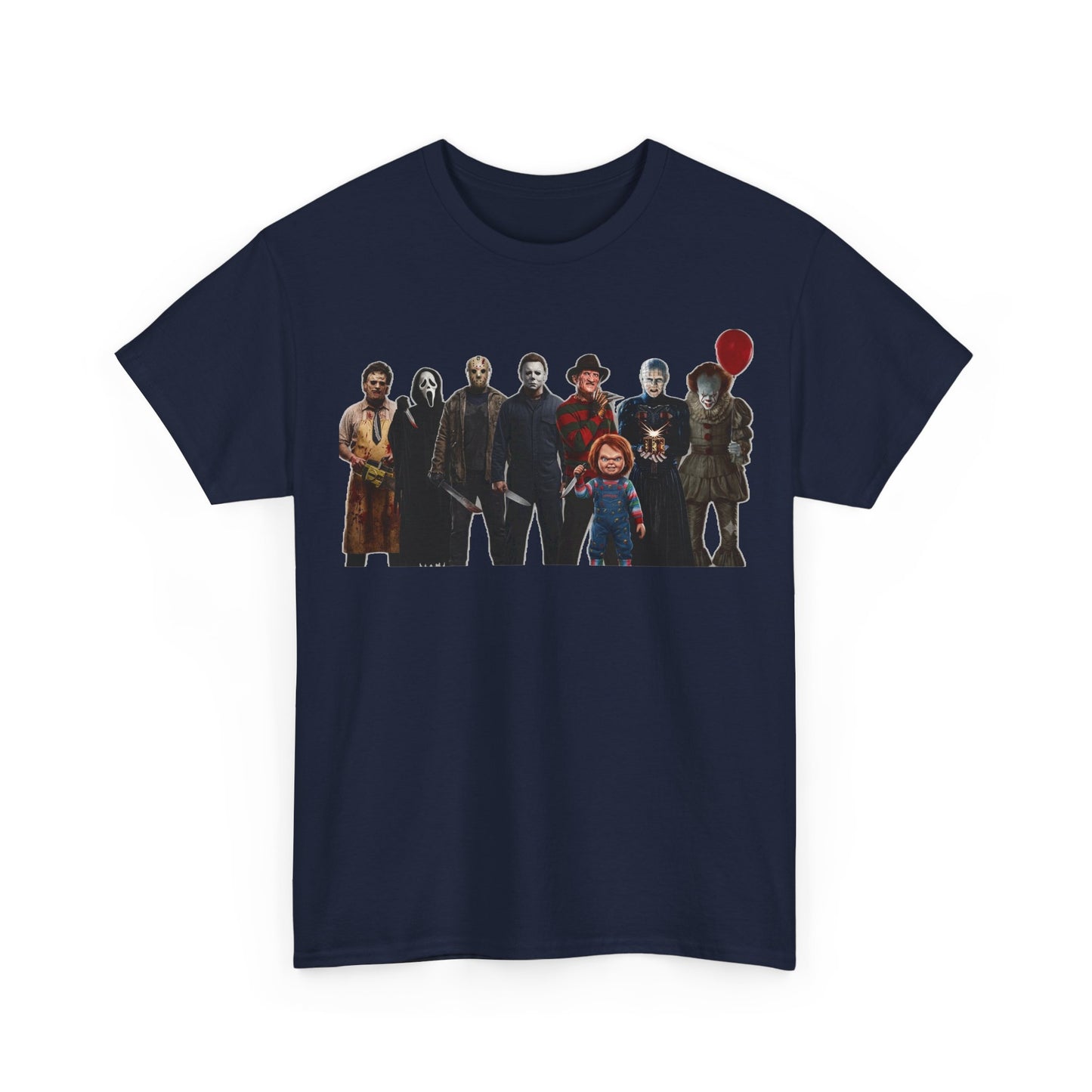 Horror Icons Collage T‑Shirt — Retro Movie Villains Graphic Tee