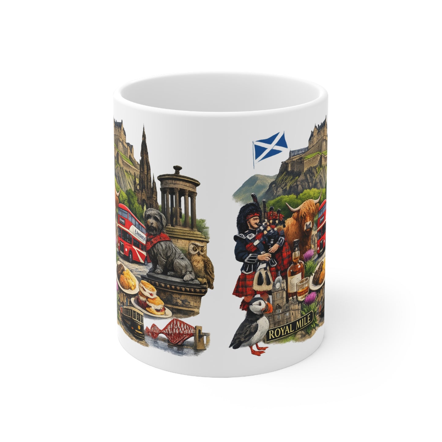 Scotland Souvenir Coffee Mug — Edinburgh Icons Collage (11oz & 15oz)