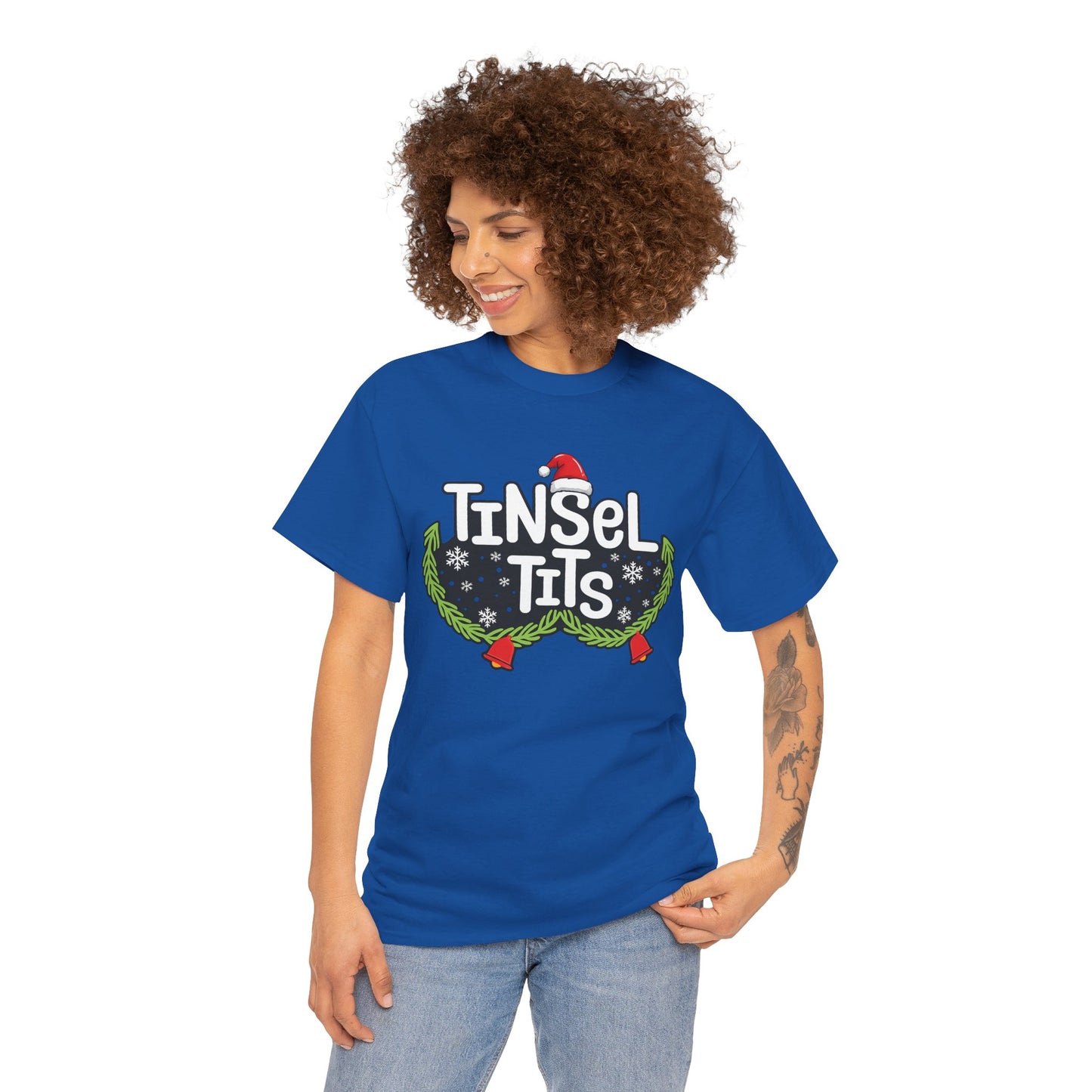 T-Shirt — "Tinsel Tits" Funny Christmas Wreath Holiday Tee