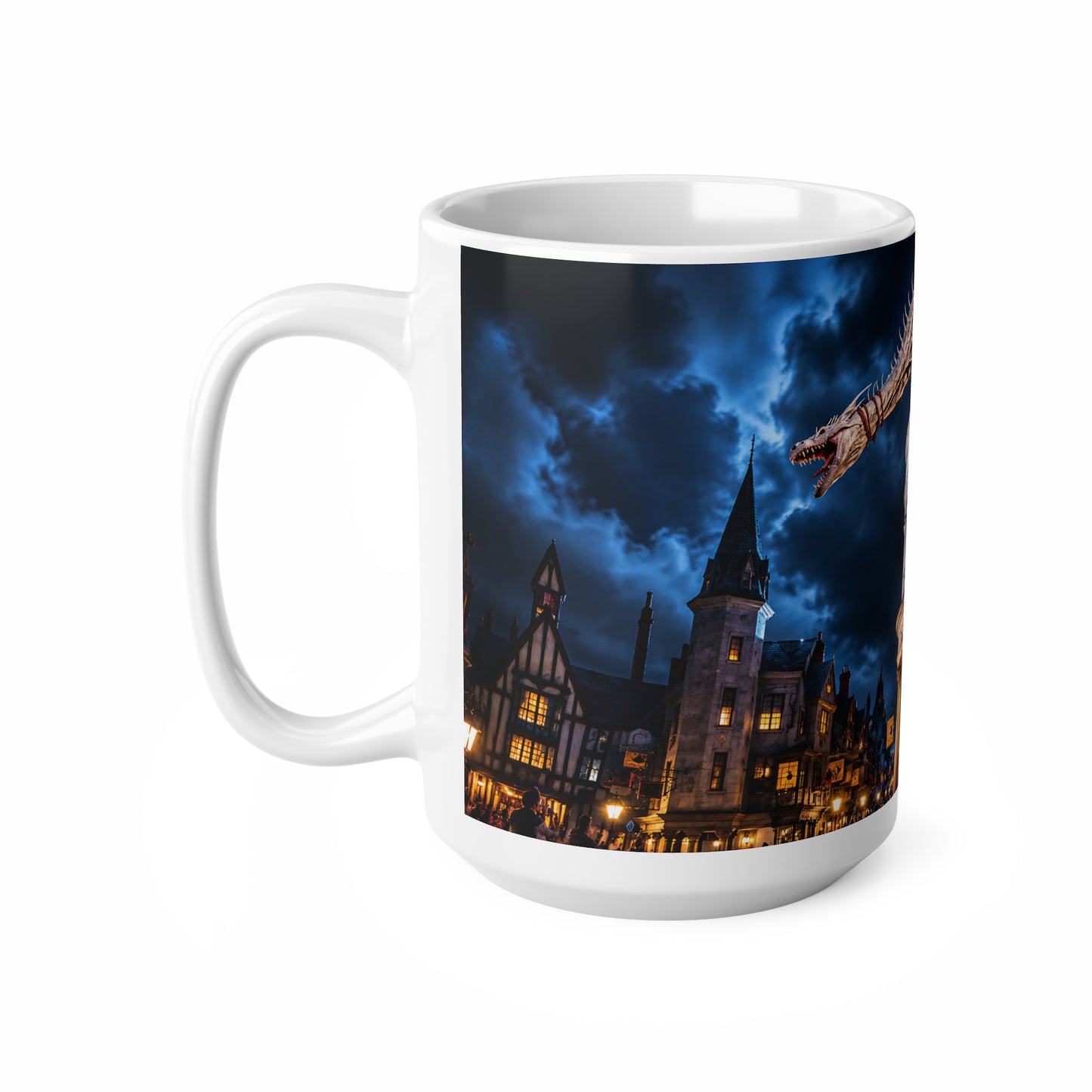 Fantasy Harry Potter Dragon Ceramic Mug — Night Cityscape 11oz & 15oz