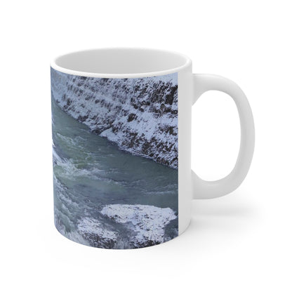 Ceramic Mug — Snowy Waterfall Scenic Coffee Cup (11oz & 15oz)