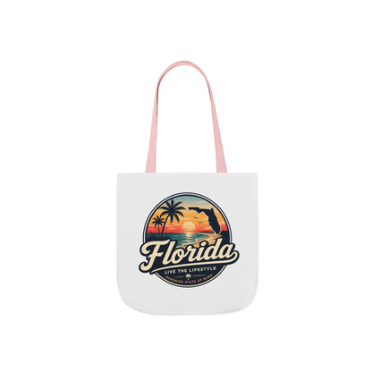 Florida Sunset Canvas Tote Bag — Retro Palm Beach Design