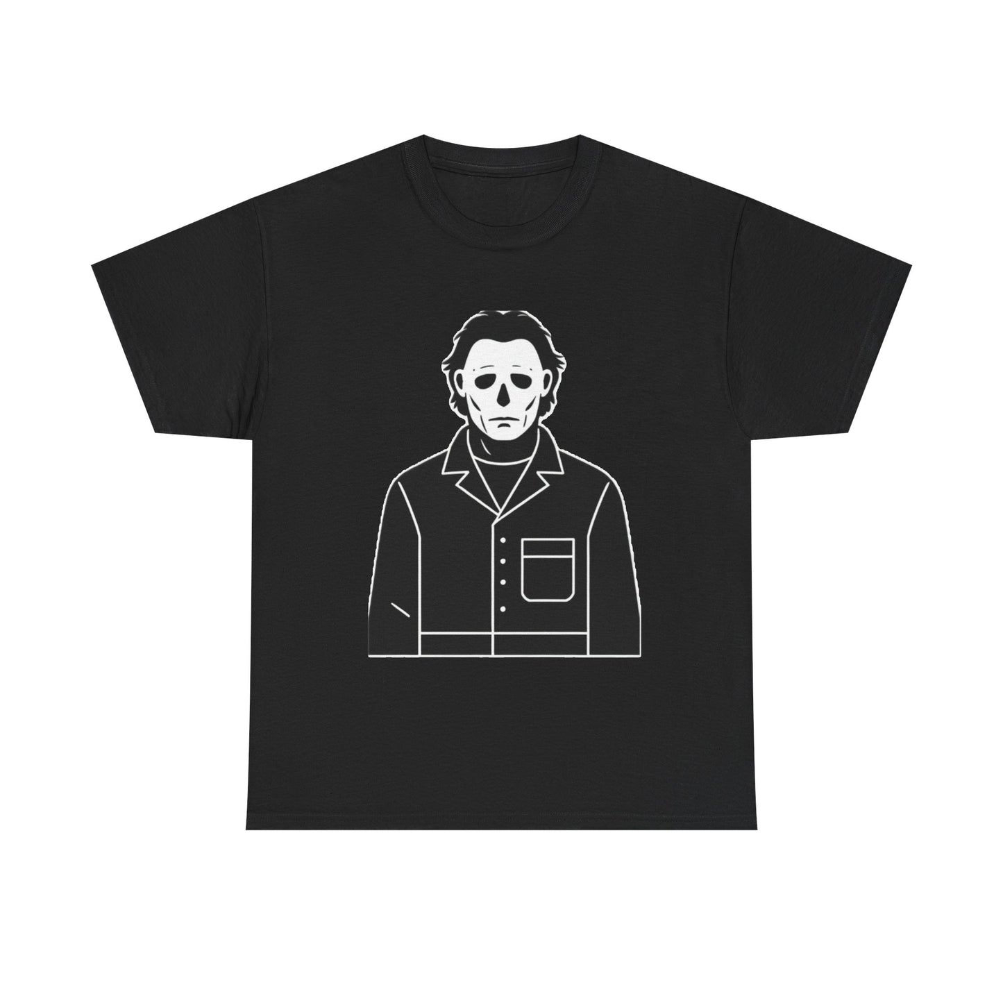 Michael Myers Outline Horror T-Shirt — Minimal Halloween Mask Tee
