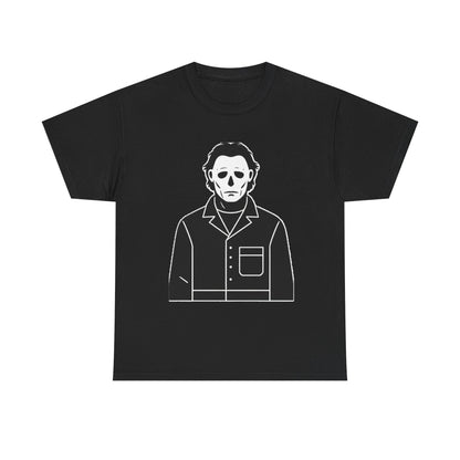 Michael Myers Outline Horror T-Shirt — Minimal Halloween Mask Tee