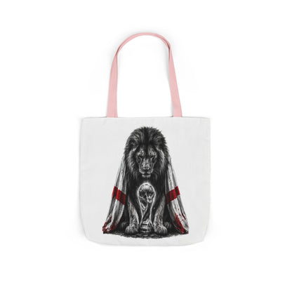 England Lion Guardian Canvas Tote — Protective Lion & Cub Illustration Tote Bag