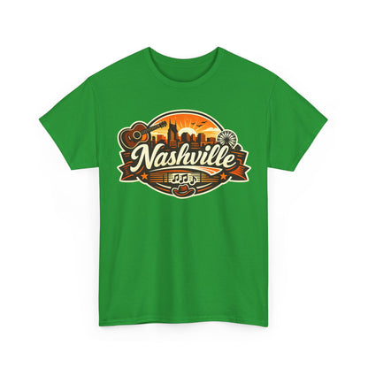 Nashville Skyline Guitar Tee – Retro Music City Souvenir Shirt