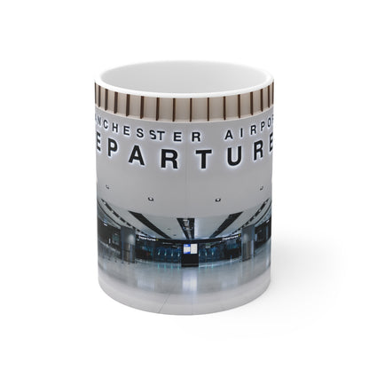 Manchester Airport Departures Terminal 2 Ceramic Coffee Cup (11oz & 15oz)