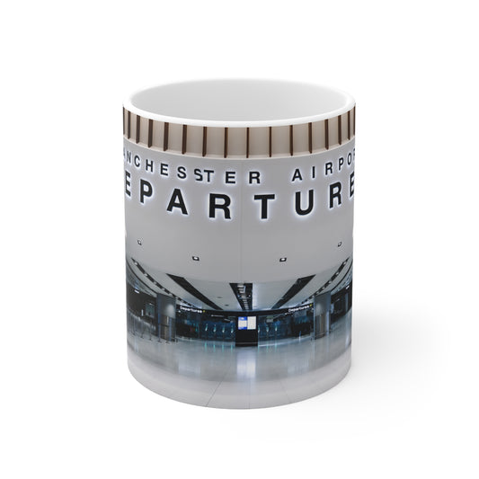 Manchester Airport Departures Terminal 2 Ceramic Coffee Cup (11oz & 15oz)