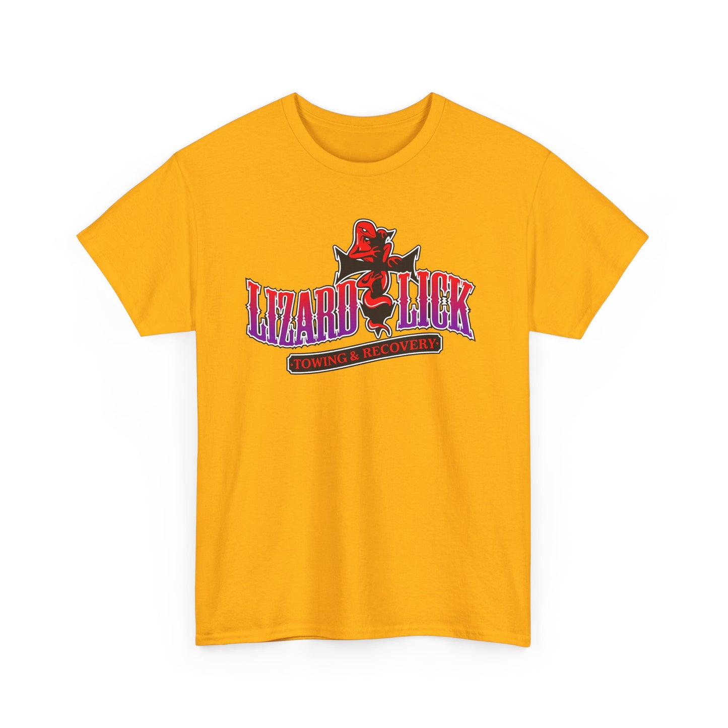 Lizard Lick T-Shirt — Retro Neon Logo Tee with Lizard & Cowboy Graphic