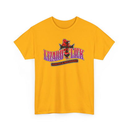 Lizard Lick T-Shirt — Retro Neon Logo Tee with Lizard & Cowboy Graphic