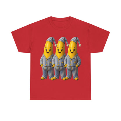 Bananas in Pyjamas – Three Smiling Bananas in Striped Pajamas Graphic T-Shirt