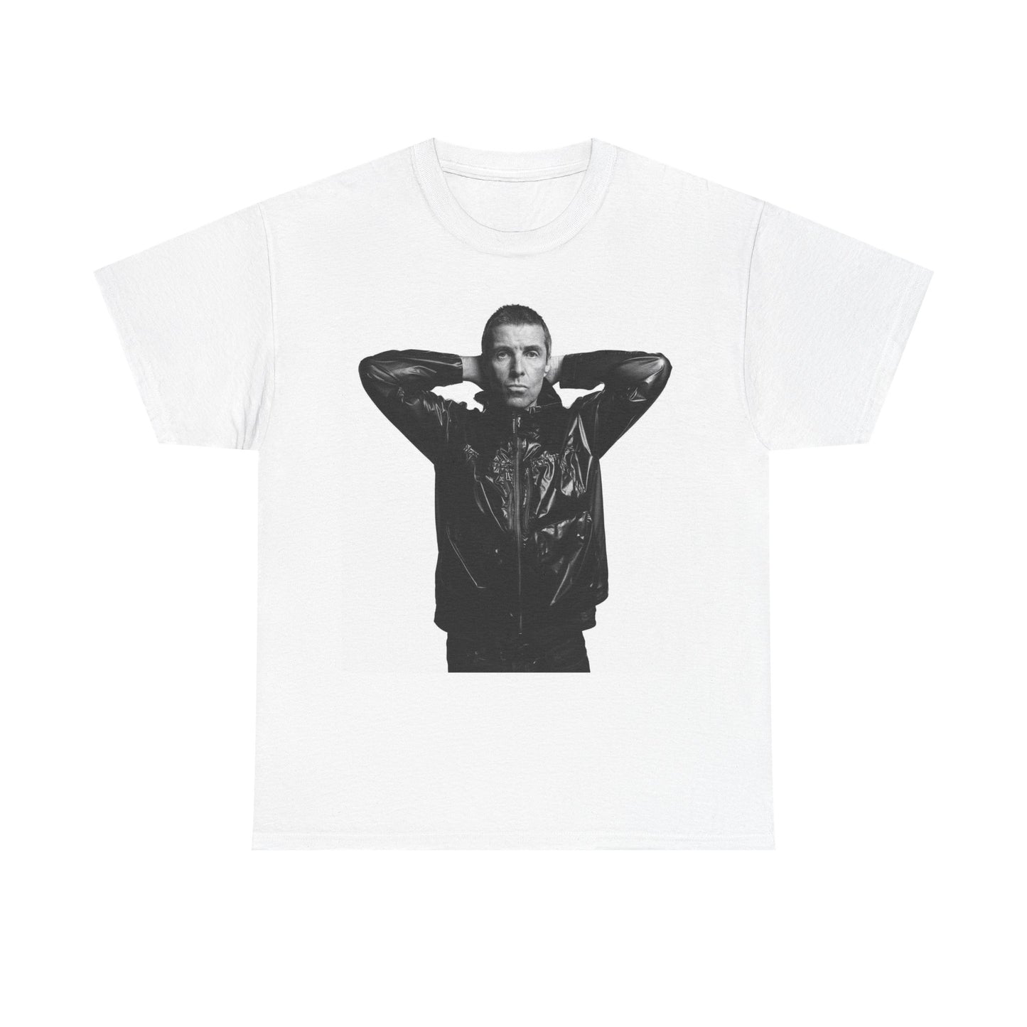 Noel Gallagher Portrait Graphic Tee — Monochrome Leather Jacket Photo Print