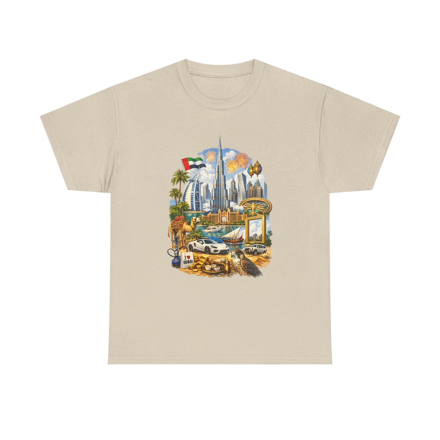 Dubai Skyline Beach Vacation T-Shirt – Retro Travel Collage Tee