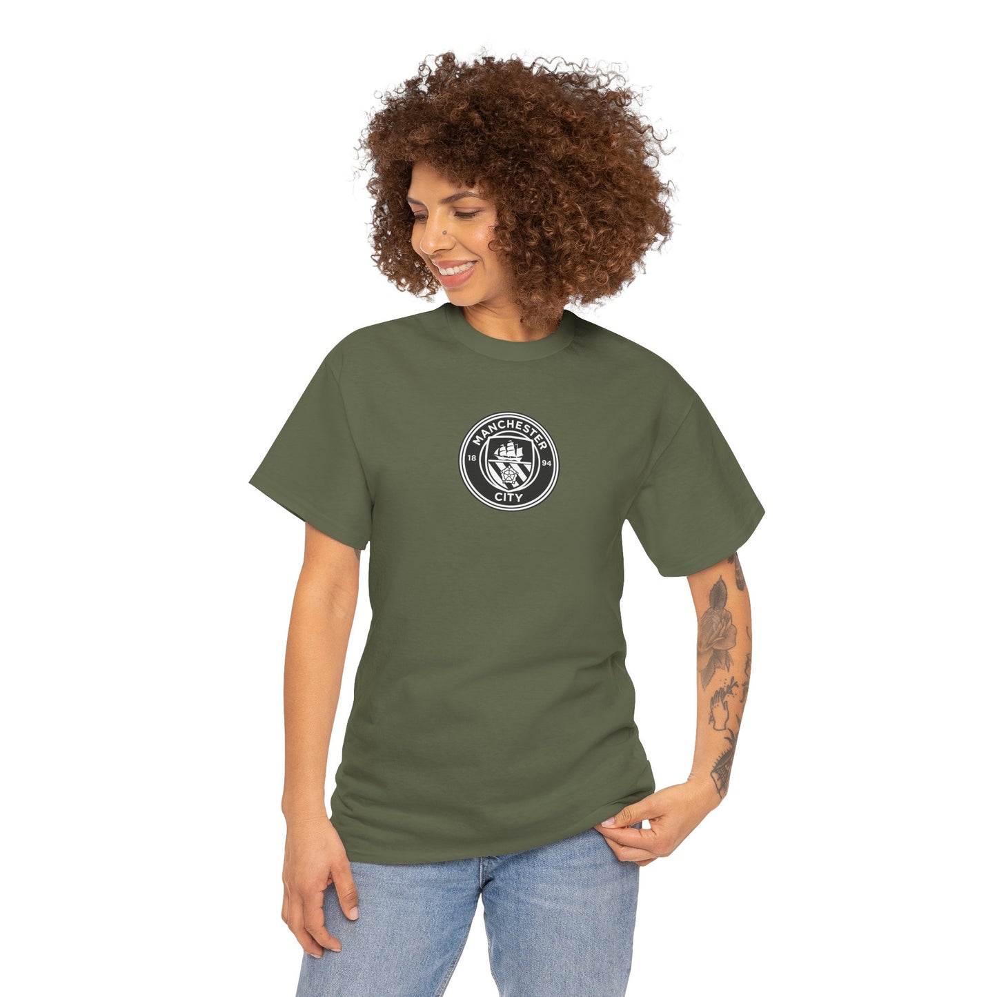 Man City Unofficial T-Shirt — Vintage Crest Logo Tee (Small Chest Emblem)
